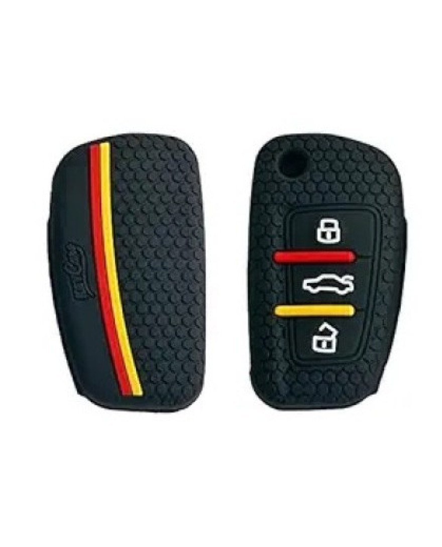 Keycare silicone key cover and keyring fit for Audi 3 button flip key (KC-57, KCMini Keyring)